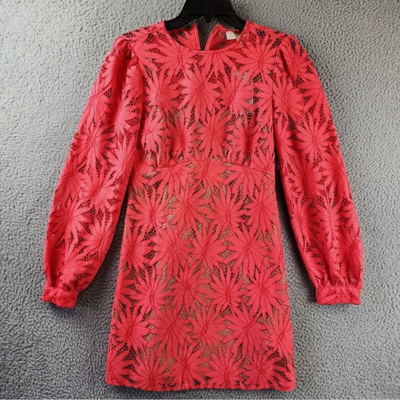 MICHAEL MICHAEL KORS Palm Lace Mini Dress - Sangria - size 0 - Picture 11 of 13